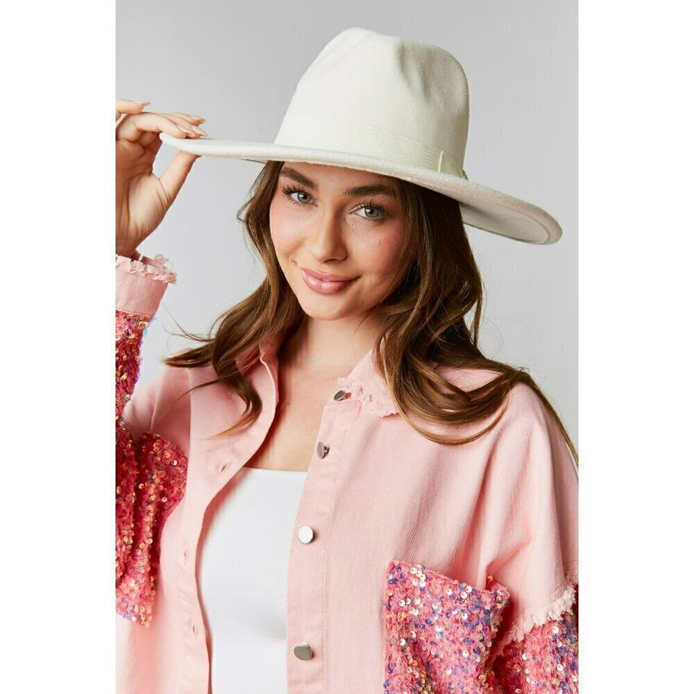 Georgia Peach Oversized Twill and Sequin Shacket in Peach - Picture 6 of 6
